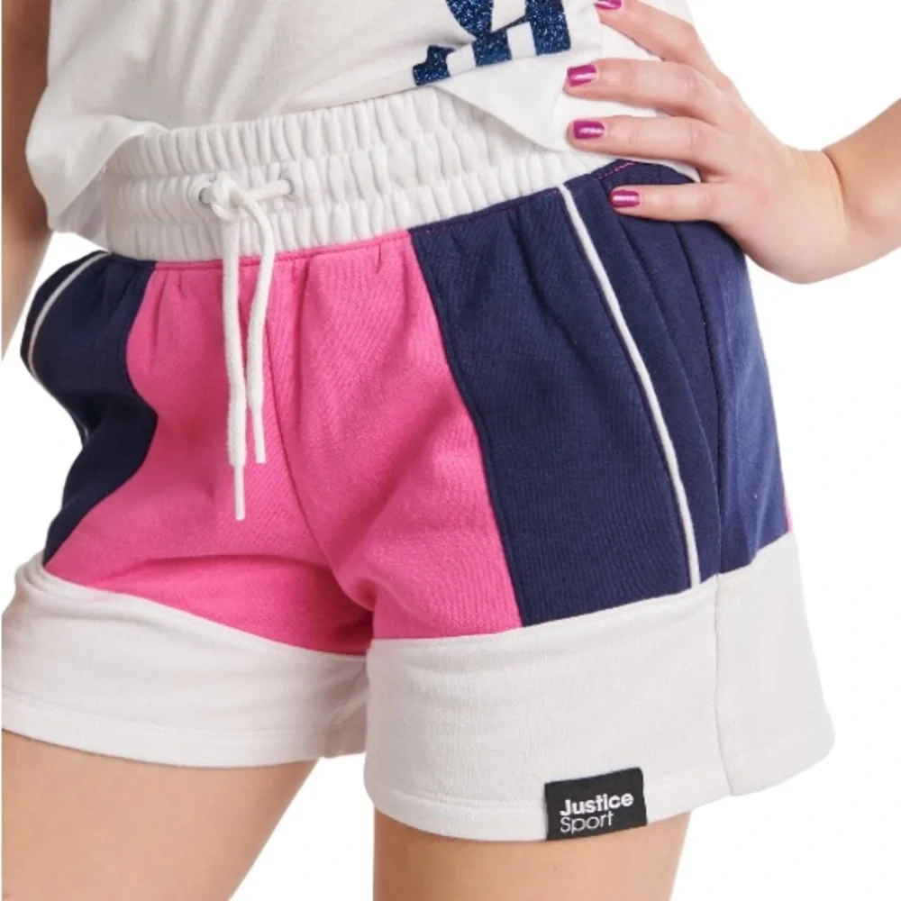 Justice Girls J-Sport French Terry Fleece Colorblock Shorts